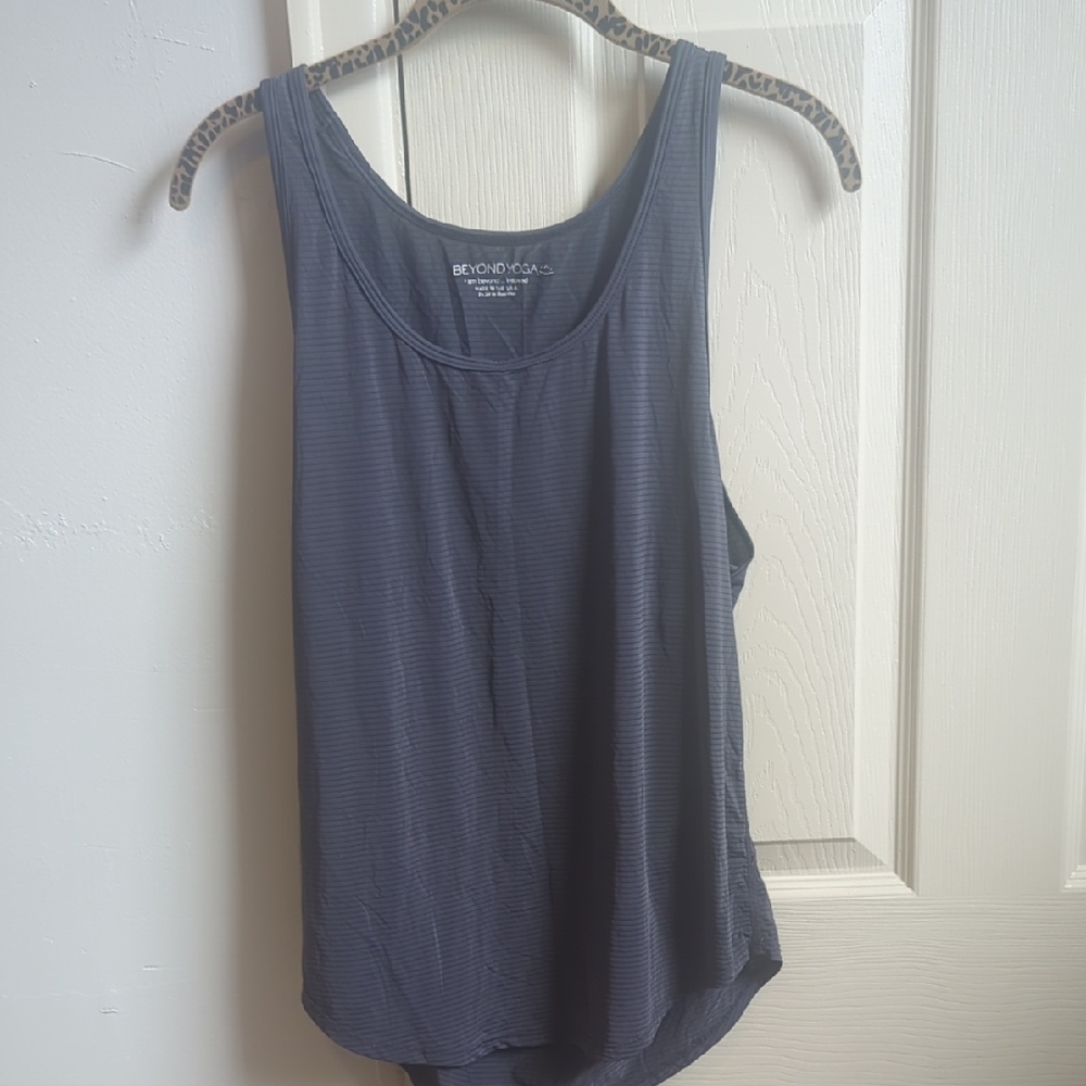 Beyond Yoga Stripped Dark Gray Tank Top